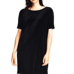 Eileen Fisher BLACK VELVET SHIFT MINI DRESS